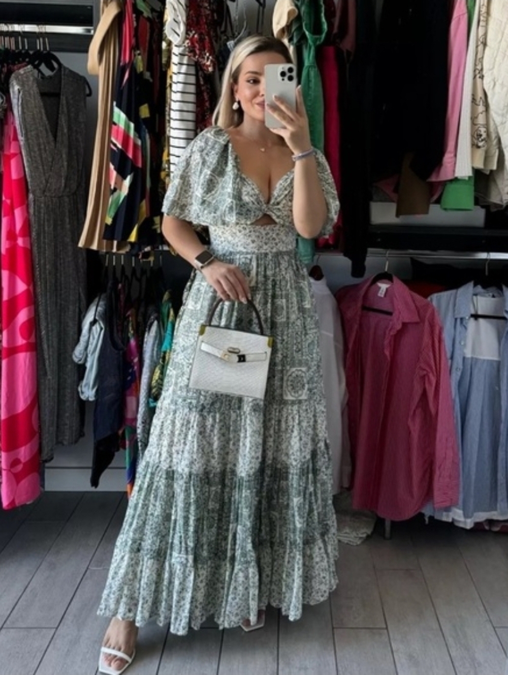 Abercrombie Twist Front Tierd Maxi Dress